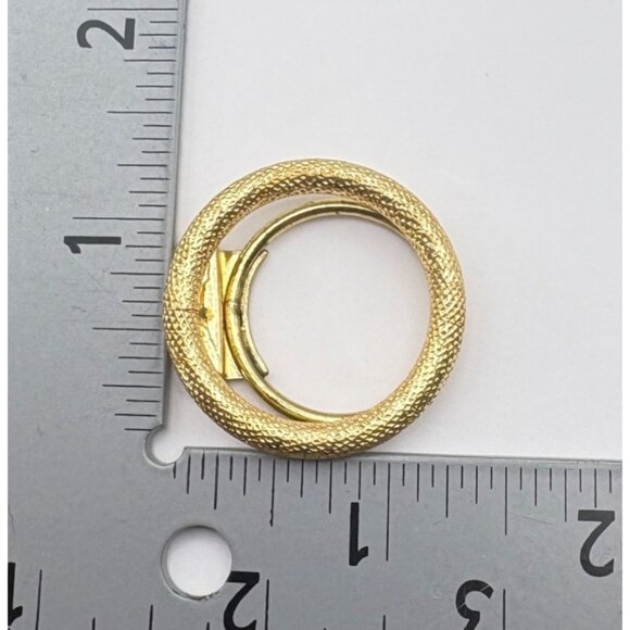 Vintage Gold Tone Scarf Clip Textured Circle Western Germany - Picture 2 of 8